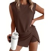 image:imageANRABESS Women Two Piece Skirt Sets Summer Outfits Athletic Workout Tennis Lined Skort Short Set Travel Vacation ClothesCoffee