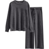image:imageANRABESS Womens Fuzzy Fleece Pajama Sets 2 Piece Outfits Long Sleeve Top Wide Leg Pants Lounge Matching Set 2026 Fall WinterDeep Gray
