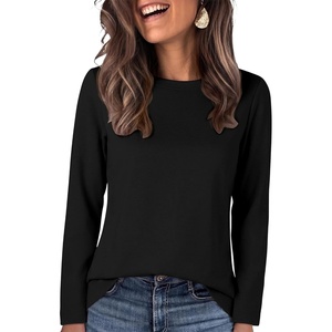 image:imageANRABESS Long Sleeve Shirts for WomenSoft Stretchy WrinkleFree TopsCasual Crew Neck T Shirt for Work Daily FallBlack