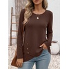 image:imageANRABESS Long Sleeve Shirts for Women Waffle Knit Wrap Tunic Tops Lightweight Soft Fall Outfits for Daily Work TravelBrown