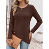 image:imageANRABESS Long Sleeve Shirts for Women Waffle Knit Wrap Tunic Tops Lightweight Soft Fall Outfits for Daily Work TravelBrown