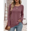 image:imageANRABESS Long Sleeve Shirts for Women Waffle Knit Wrap Tunic Tops Lightweight Soft Fall Outfits for Daily Work TravelMauve