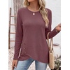 image:imageANRABESS Long Sleeve Shirts for Women Waffle Knit Wrap Tunic Tops Lightweight Soft Fall Outfits for Daily Work TravelMauve