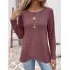 image:imageANRABESS Long Sleeve Shirts for Women Waffle Knit Wrap Tunic Tops Lightweight Soft Fall Outfits for Daily Work TravelMauve