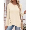 image:imageANRABESS Long Sleeve Shirts for Women Waffle Knit Wrap Tunic Tops Lightweight Soft Fall Outfits for Daily Work TravelParchment