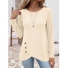 image:imageANRABESS Long Sleeve Shirts for Women Waffle Knit Wrap Tunic Tops Lightweight Soft Fall Outfits for Daily Work TravelParchment