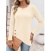 image:imageANRABESS Long Sleeve Shirts for Women Waffle Knit Wrap Tunic Tops Lightweight Soft Fall Outfits for Daily Work TravelParchment