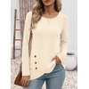 image:imageANRABESS Long Sleeve Shirts for Women Waffle Knit Wrap Tunic Tops Lightweight Soft Fall Outfits for Daily Work TravelParchment