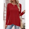 image:imageANRABESS Long Sleeve Shirts for Women Waffle Knit Wrap Tunic Tops Lightweight Soft Fall Outfits for Daily Work TravelRed