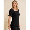 image:imageANRABESS Womens Lace Square Neck Blouse Puff Sleeve Soft Top for Dressy Casual Work amp Spring Summer FashionBlack