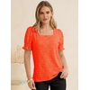 image:imageANRABESS Womens Lace Square Neck Blouse Puff Sleeve Soft Top for Dressy Casual Work amp Spring Summer FashionOrange