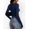 image:imageANRABESS Womens Long Sleeve Shirts Ruched Side Fitted Basic Tee Tops Soft Ribbed Stretchy TShirt Layer for Casual amp WorkNavy Blue
