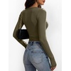 image:imageANRABESS Womens Long Sleeve Shirts Ruched Side Fitted Basic Tee Tops Soft Ribbed Stretchy TShirt Layer for Casual amp WorkOlive Green