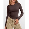 image:imageANRABESS Womens Long Sleeve Thermal Shirts Slim Fit Basic Tee Tops Warm Fleece Undershirts 2026 Fall Winter Layer OutfitsBrown