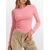 image:imageANRABESS Womens Long Sleeve Thermal Shirts Slim Fit Basic Tee Tops Warm Fleece Undershirts 2026 Fall Winter Layer OutfitsCoral Red