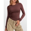 image:imageANRABESS Womens Long Sleeve Thermal Shirts Slim Fit Basic Tee Tops Warm Fleece Undershirts 2026 Fall Winter Layer OutfitsRed Brown