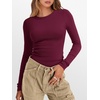 image:imageANRABESS Womens Long Sleeve Thermal Shirts Slim Fit Basic Tee Tops Warm Fleece Undershirts 2026 Fall Winter Layer OutfitsWine Red