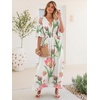 image:imageANRABESS Womens Maxi Dress 2026 Summer Boho Ruffle Sleeve V Neck A Line Elastic Waist Flowy Wedding Guest Party Long DressesFloral Pink White