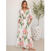 image:imageANRABESS Womens Maxi Dress 2026 Summer Boho Ruffle Sleeve V Neck A Line Elastic Waist Flowy Wedding Guest Party Long DressesFloral Pink White