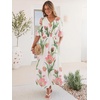 image:imageANRABESS Womens Maxi Dress 2026 Summer Boho Ruffle Sleeve V Neck A Line Elastic Waist Flowy Wedding Guest Party Long DressesFloral Pink White
