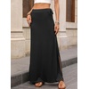 image:imageANRABESS Womens Maxi Skirts High Waisted 2026 Summer Boho Floral Beach Flowy Side Slit Long Skirt with Adjustable DrawstringBlack