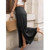 image:imageANRABESS Womens Maxi Skirts High Waisted 2026 Summer Boho Floral Beach Flowy Side Slit Long Skirt with Adjustable DrawstringBlack