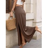 image:imageANRABESS Womens Maxi Skirts High Waisted 2026 Summer Boho Floral Beach Flowy Side Slit Long Skirt with Adjustable DrawstringBrown