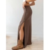 image:imageANRABESS Womens Maxi Skirts High Waisted 2026 Summer Boho Floral Beach Flowy Side Slit Long Skirt with Adjustable DrawstringBrown