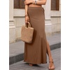 image:imageANRABESS Womens Maxi Skirts High Waisted 2026 Summer Boho Floral Beach Flowy Side Slit Long Skirt with Adjustable DrawstringKhaki
