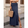 image:imageANRABESS Womens Maxi Skirts High Waisted 2026 Summer Boho Floral Beach Flowy Side Slit Long Skirt with Adjustable DrawstringNavy Blue
