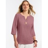 image:imageANRABESS Womens Tops 34 Sleeve V Neck Henley Shirts Dressy Casual Business Work Blouses Summer Fashion for Office DailyDusty Rose