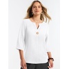 image:imageANRABESS Womens Tops 34 Sleeve V Neck Henley Shirts Dressy Casual Business Work Blouses Summer Fashion for Office DailyWhite