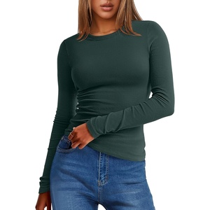 image:imageANRABESS Womens Long Sleeve Thermal Shirts Slim Fit Basic Tee Tops Warm Fleece Undershirts 2026 Fall Winter Layer OutfitsDeep Green