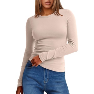 image:imageANRABESS Womens Long Sleeve Thermal Shirts Slim Fit Basic Tee Tops Warm Fleece Undershirts 2026 Fall Winter Layer OutfitsGrey Camel