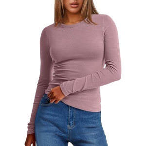 image:imageANRABESS Womens Long Sleeve Thermal Shirts Slim Fit Basic Tee Tops Warm Fleece Undershirts 2026 Fall Winter Layer OutfitsGrey Pink