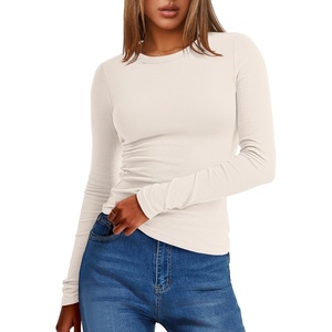 image:imageANRABESS Womens Long Sleeve Thermal Shirts Slim Fit Basic Tee Tops Warm Fleece Undershirts 2026 Fall Winter Layer OutfitsParchment