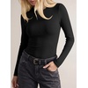 image:imageANRABESS Long Sleeve Shirts for Women Soft Stretchy Ribbed Slim Basic Tops Casual Tees for Office Daily Wear Fall OutfitsBlack