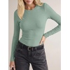 image:imageANRABESS Long Sleeve Shirts for Women Soft Stretchy Ribbed Slim Basic Tops Casual Tees for Office Daily Wear Fall OutfitsGray Green