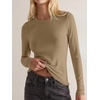 image:imageANRABESS Long Sleeve Shirts for Women Soft Stretchy Ribbed Slim Basic Tops Casual Tees for Office Daily Wear Fall OutfitsKhaki
