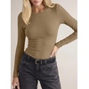 image:imageANRABESS Long Sleeve Shirts for Women Soft Stretchy Ribbed Slim Basic Tops Casual Tees for Office Daily Wear Fall OutfitsKhaki
