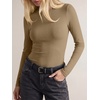 image:imageANRABESS Long Sleeve Shirts for Women Soft Stretchy Ribbed Slim Basic Tops Casual Tees for Office Daily Wear Fall OutfitsKhaki