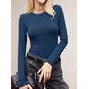 image:imageANRABESS Long Sleeve Shirts for Women Soft Stretchy Ribbed Slim Basic Tops Casual Tees for Office Daily Wear Fall OutfitsNavy Blue