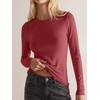 image:imageANRABESS Long Sleeve Shirts for Women Soft Stretchy Ribbed Slim Basic Tops Casual Tees for Office Daily Wear Fall OutfitsRed