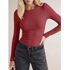 image:imageANRABESS Long Sleeve Shirts for Women Soft Stretchy Ribbed Slim Basic Tops Casual Tees for Office Daily Wear Fall OutfitsRed
