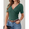 image:imageANRABESS Shirts for Women V Neck Short Sleeve Sexy Top Ribbed Slim Fit Dressy Casual 2026 Comfy Daily Wear amp Going OutGreen