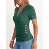 image:imageANRABESS Shirts for Women V Neck Short Sleeve Sexy Top Ribbed Slim Fit Dressy Casual 2026 Comfy Daily Wear amp Going OutGreen