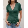 image:imageANRABESS Shirts for Women V Neck Short Sleeve Sexy Top Ribbed Slim Fit Dressy Casual 2026 Comfy Daily Wear amp Going OutGreen