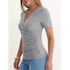 image:imageANRABESS Shirts for Women V Neck Short Sleeve Sexy Top Ribbed Slim Fit Dressy Casual 2026 Comfy Daily Wear amp Going OutGrey