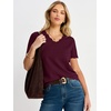 image:imageANRABESS Short Sleeve Sweater for Women V Neck Ribbed Knit Lightweight Sweaters Top 2026 Summer Business Casual OutfitsDark Red