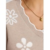 image:imageANRABESS Short Sleeve Sweater for Women V Neck Ribbed Knit Lightweight Sweaters Top 2026 Summer Business Casual OutfitsFlower Almond